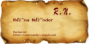 Róna Nándor névjegykártya